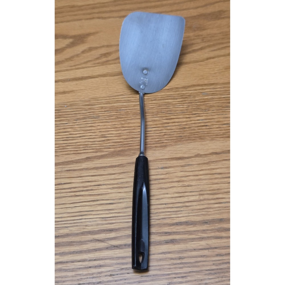 Vintage Ekco Solid Chromium Plated Metal Spatula Black Handle Made in the USA